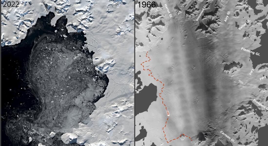 Wordie before and after collapse, with and without ice