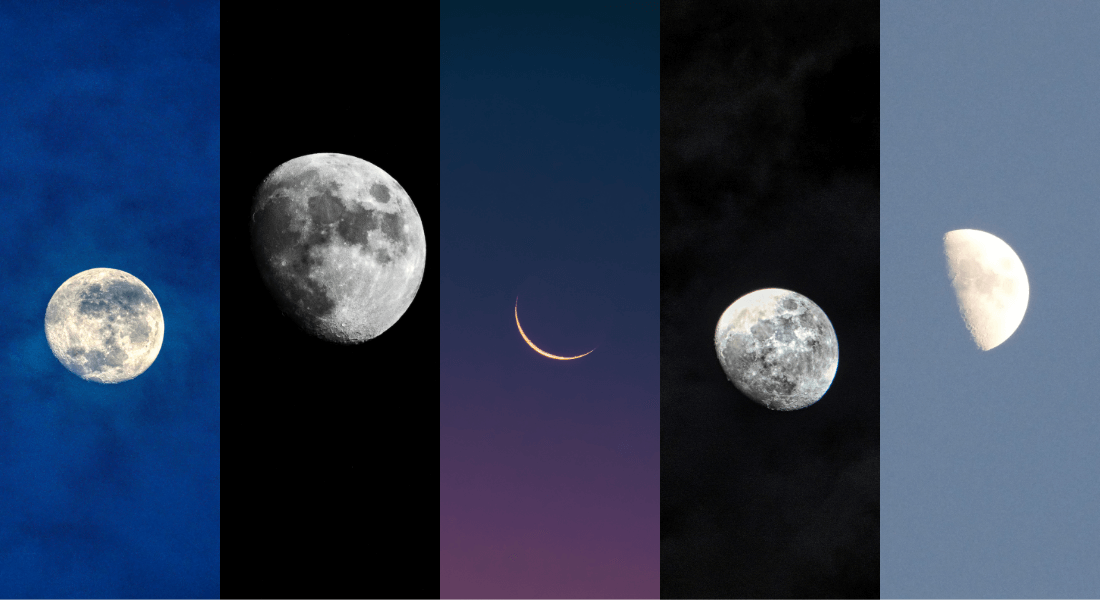 Five images of the Moon