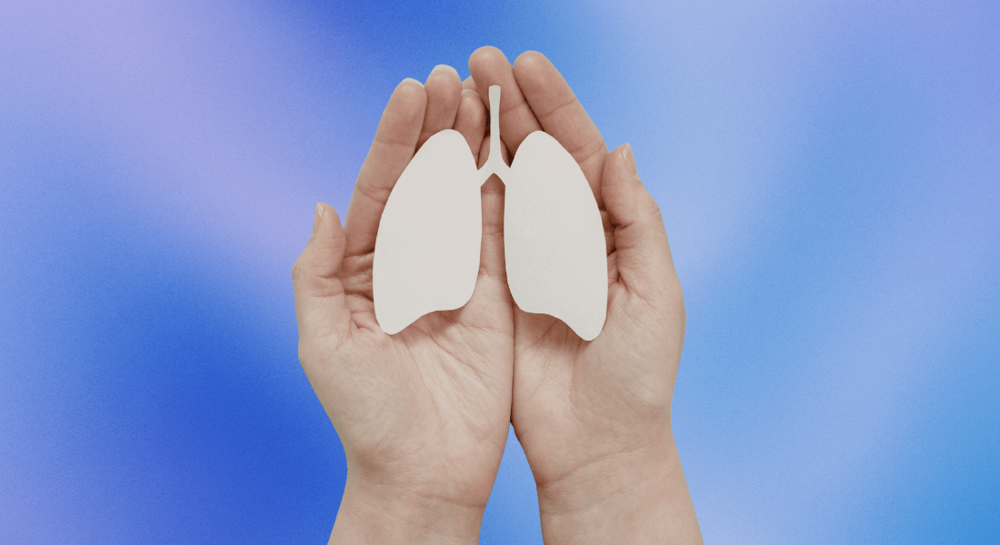 Illustration og hands holding lungs